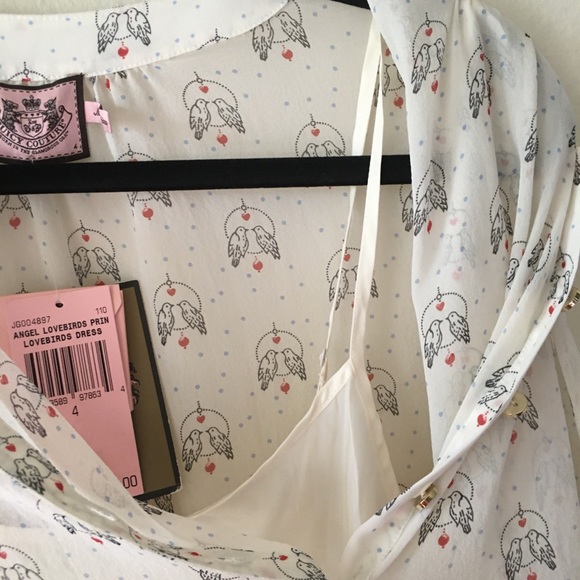 NWT 100% Silk Juicy Couture Angel Lovebirds Dress - Picture 12 of 13